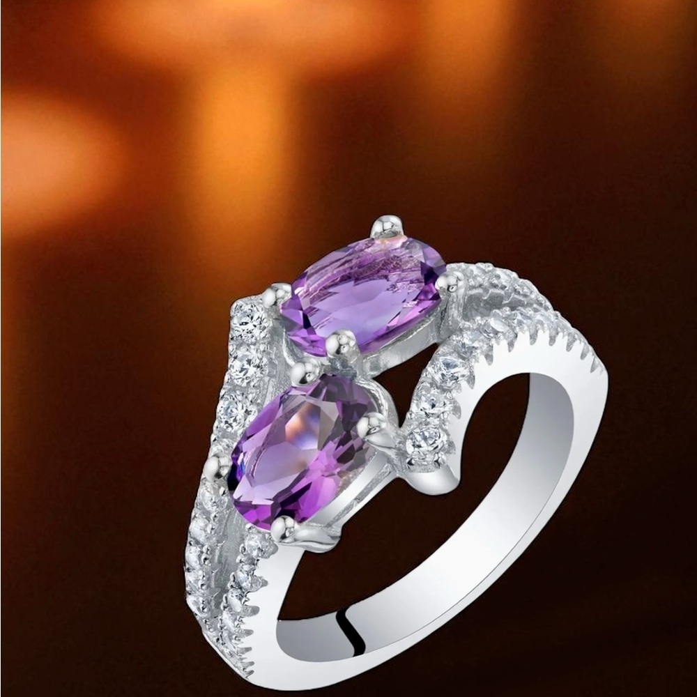 💗💗💗Luxury Amethyst 925 Silver ring size 6